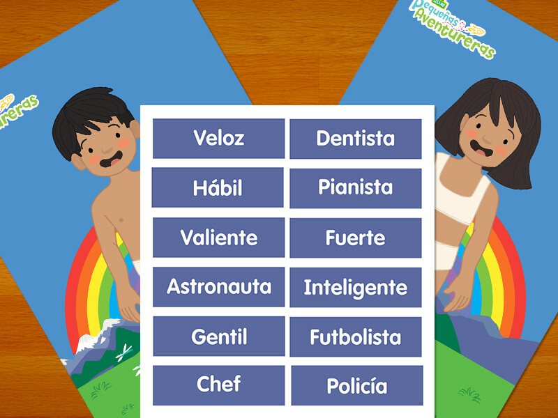  un niño y una niña, palabras descriptivas