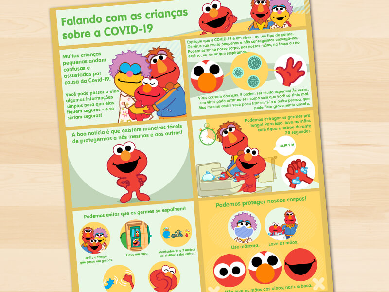Elmo, Mae, y Louie hablando sobre COVID-19