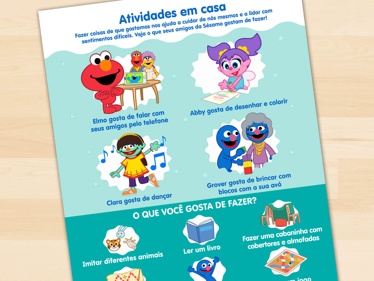 Elmo y sus amigos hagan actividades en casa