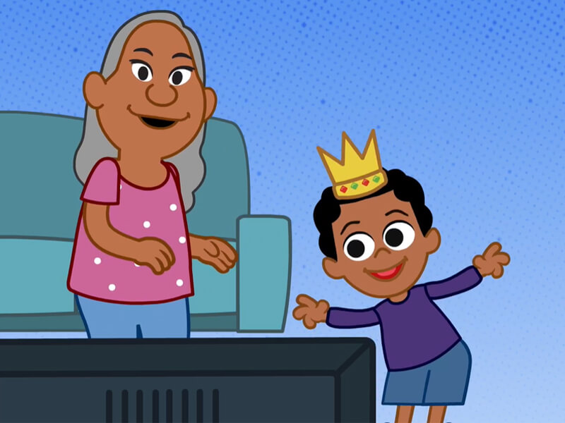 Una niño jugando con su abuelita