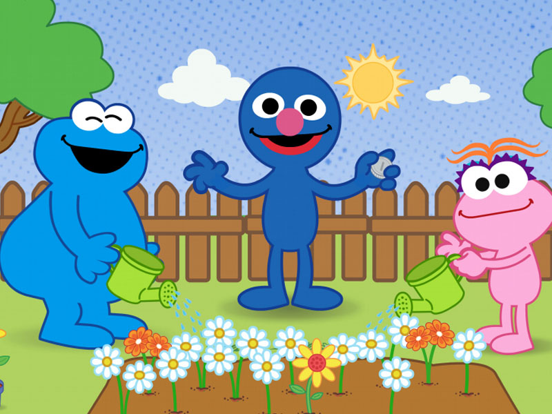 Comegalletas, Archibaldo y Lola en un jardín 