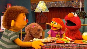 Elmo y Julia en un picnic
